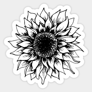 Black and White Sunflower | Artwork by Julia Healy Sticker